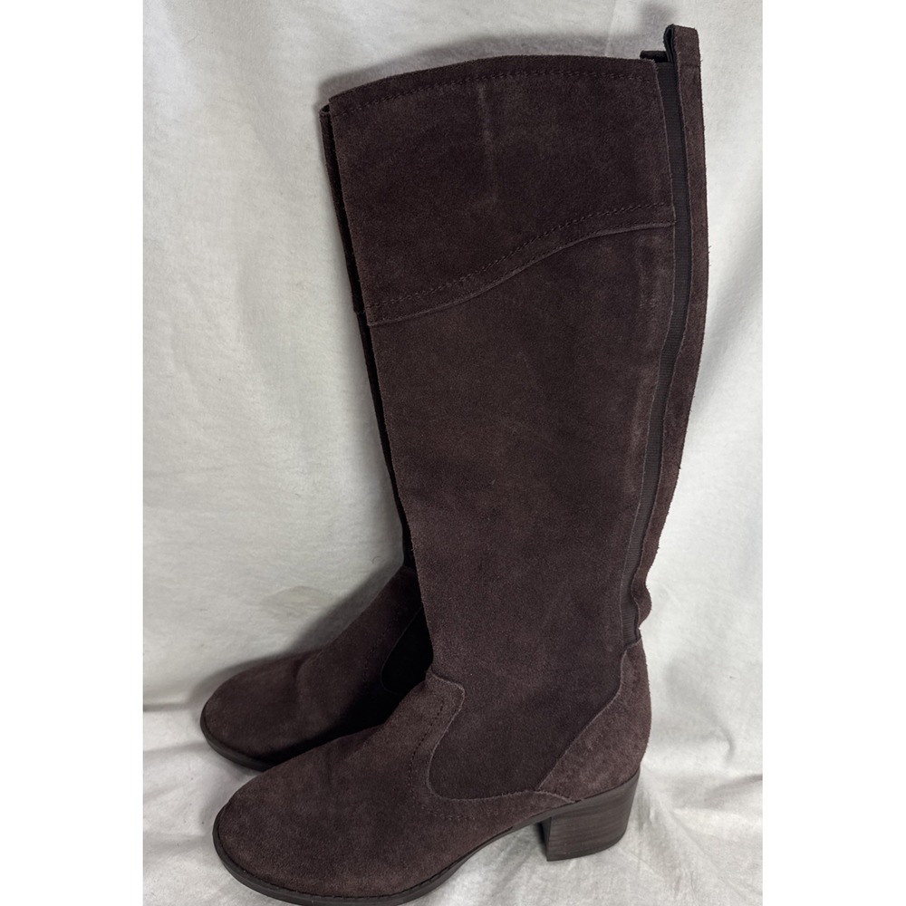 Women's Easy Spirit Segrazes Tall Wide Calf Boot Brown Suede 7.5 Riding Boot Zip